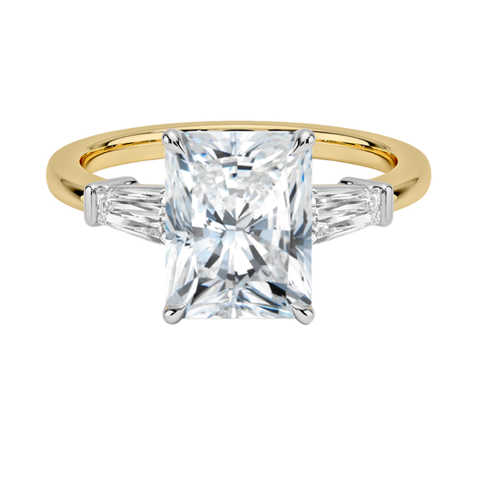 1 To 5 Ct Mixed Metal Symphony Radiant Cut Lab Grown Diamond Three Stone Ring in 10K/14K/18K Gold | Pooja Diamond | IGI Certified Lab Diamond