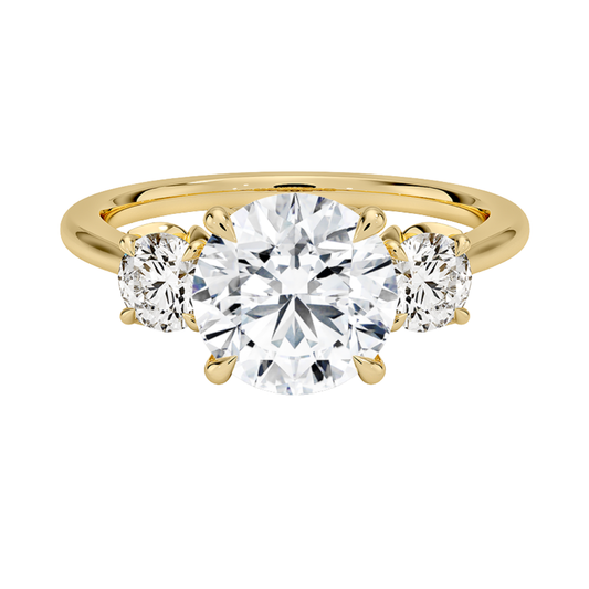 1 To 5 CT Petal Round Three Stone Lab-Grown Diamond Ring in 10K/14K/18K Gold | Pooja Diamond | IGI Certified Lab Diamond