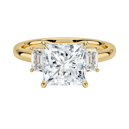 1 TO 5 Ct Rhiannon Princess Cut Three Stone Lab-Grown Diamond Ring in 10K/14K/18K Gold | Pooja Diamond | IGI Certified Lab Diamond