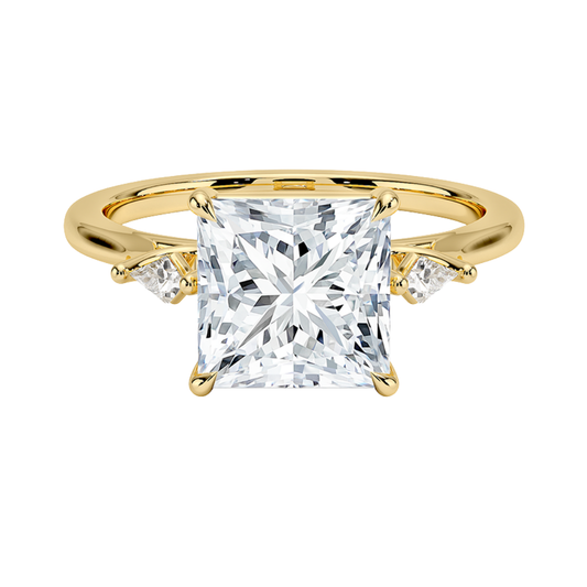 1 To 5 Ct Petite Cometa Perfect Fit Three Stone Princess Cut Lab-Grown Diamond Ring with Kite Side Stones in 10K/14K/18K Gold | Pooja Diamond | IGI Certified Lab Diamond