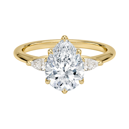 1 To 5 Ct Petite Fleur Pear Cut Three Stone Lab-Grown Diamond Ring in 10K/14K/18K Gold | Pooja Diamond | IGI Certified Lab Diamond