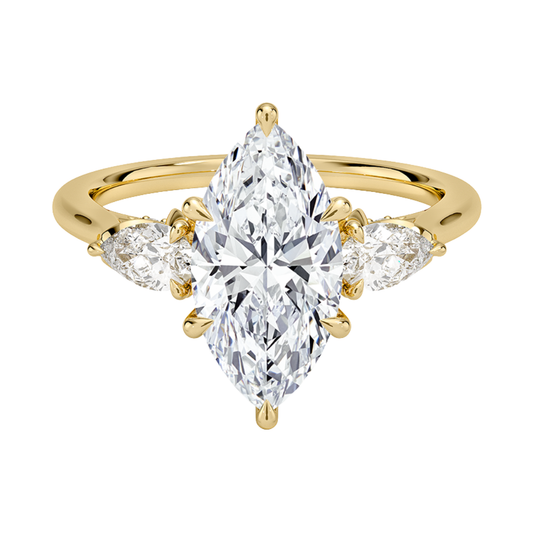 1 TO 5 Ct Petal Pear Marquise Three Stone Lab-Grown Diamond Ring in 10K/14K/18K Gold | Pooja Diamond | IGI Certified Lab Diamond