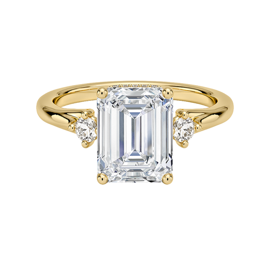 1 TO 5 CT Floating Three Stone Emerald Cut Lab Grown Diamond Engagement Ring in 10K/14K/18K Gold | Pooja Diamond | IGI Certified Lab Diamond