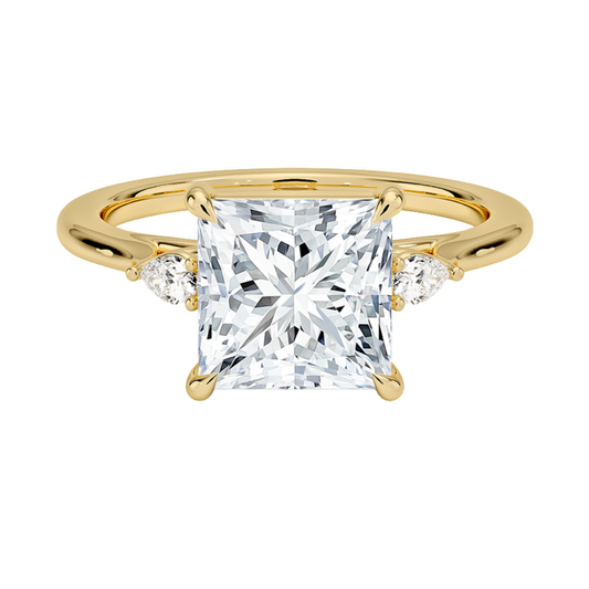 1 TO 5 Ct Aria Perfect Fit Princess Cut Three Stone Lab Grown Diamond Ring in 10K/14K/18K Gold | Pooja Diamond | IGI Certified Lab Diamond