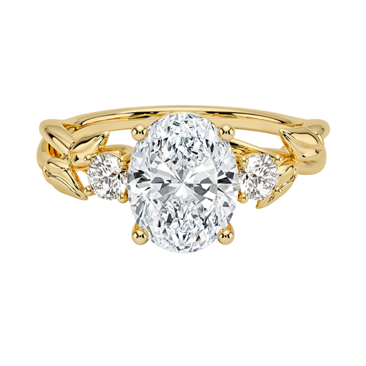 1 To 5 CT Budding Willow Three Stone Oval Cut Lab Grown Diamond Ring in 10K/14K/18K Gold | Pooja Diamond | IGI Certified Lab Diamond