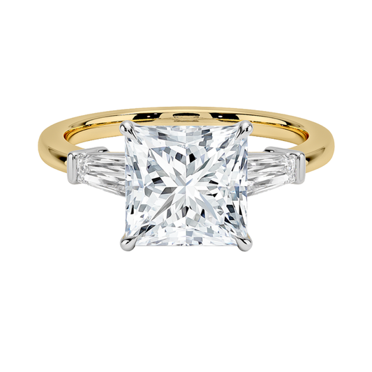 1 To 5 Ct Mixed Metal Symphony Princess Cut Lab Grown Diamond Three Stone Ring in 10K/14K/18K Gold | Pooja Diamond | IGI Certified Lab Diamond