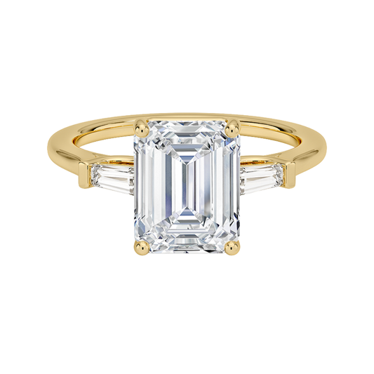 1 TO 5 Ct Perfect Fit Emerald & Tapered Baguette Lab-Grown Diamond Ring in 10K/14K/18K Gold | Pooja Diamond | IGI Certified Lab Diamond