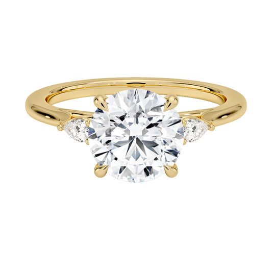 1 TO 5 Ct Aria Perfect Fit Round Cut Three Stone Lab Grown Diamond Ring in 10K/14K/18K Gold | Pooja Diamond | IGI Certified Lab Diamond