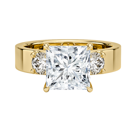 1 To 5 CT Peyton Princess Cut Lab Grown Diamond Three Stone Engagement Ring in 10K / 14K / 18K Gold | Pooja Diamond | IGI Certified Lab Diamond