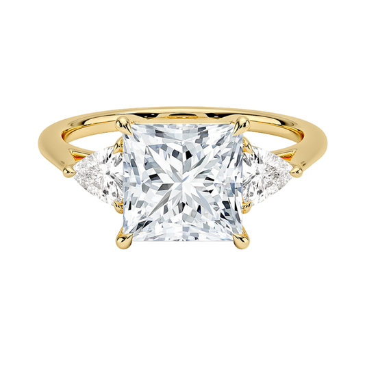 1 TO 5 CT Luxe Princess & Trillion Three Stone Lab-Grown Diamond Ring in 10K/14K/18K Gold | Pooja Diamond | IGI Certified Lab Diamond