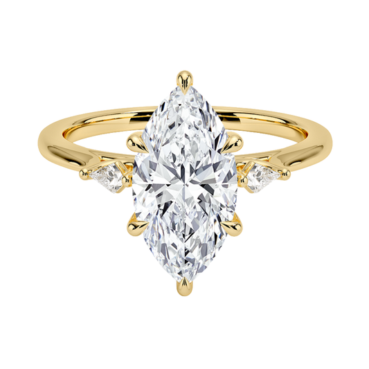 1 To 5 Ct Petite Cometa Perfect Fit Three Stone Marquise Cut Lab-Grown Diamond Ring with Kite Side Stones in 10K/14K/18K Gold | Pooja Diamond | IGI Certified Lab Diamond