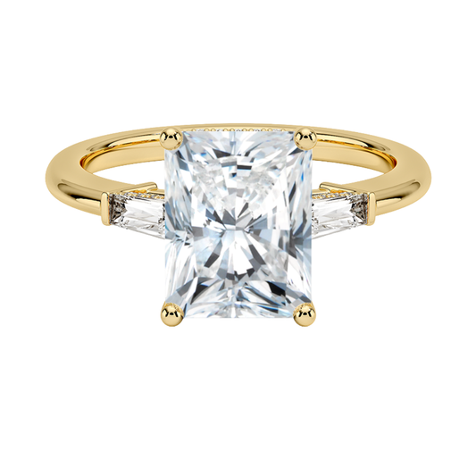 1 To 5 Ct Adorned Tapered Baguette Radiant Cut Three Stone Lab Grown Diamond Ring in 10K/14K/18K Gold | Pooja Diamond | IGI Certified Lab Diamond