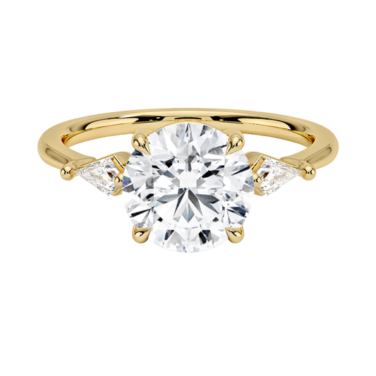 1 To 5 CT Cometa Round Cut Lab Grown Diamond Three Stone Engagement Ring in 10K/14K/18K Gold | Pooja Diamond | IGI Certified Lab Diamond