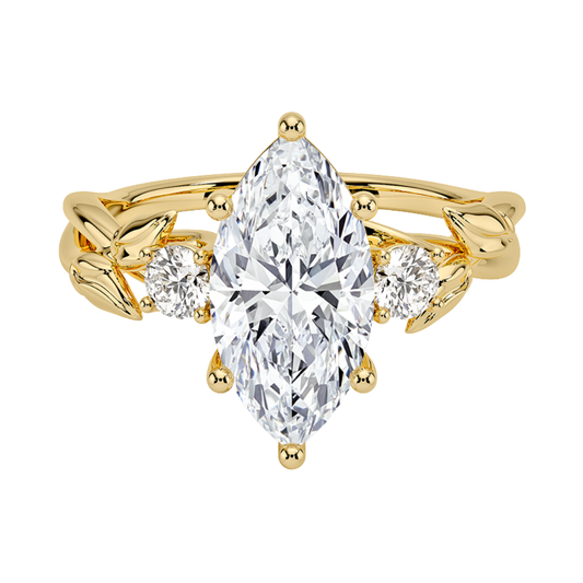 1 To 5 CT Budding Willow Three Stone Marquise Cut Lab Grown Diamond Ring in 10K/14K/18K Gold | Pooja Diamond | IGI Certified Lab Diamond