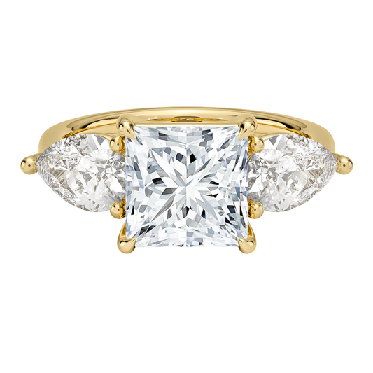 1 To 5 Ct Luxe Opera Three Stone Princess Cut Lab Grown Diamond Engagement Ring in 10K/14K/18K Gold | PoojaDiamond | IGI Certified Lab Diamond