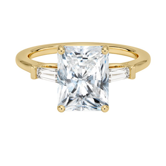 1 TO 5 Ct Perfect Fit Radiant & Tapered Baguette Lab-Grown Diamond Ring in 10K/14K/18K Gold | Pooja Diamond | IGI Certified Lab Diamond