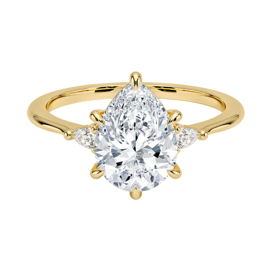 1 To 5 CT Aria Pear Cut Three Stone Lab Grown Diamond Ring in 10K/14K/18K Gold | Pooja Diamond | IGI Certified Lab Diamond
