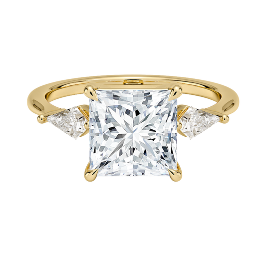 1 TO 5 Ct Luxe Cometa Three Stone Princess Cut Lab Grown Diamond Engagement Ring in 10K / 14K / 18K Gold | Pooja Diamond | IGI Certified Lab Diamond