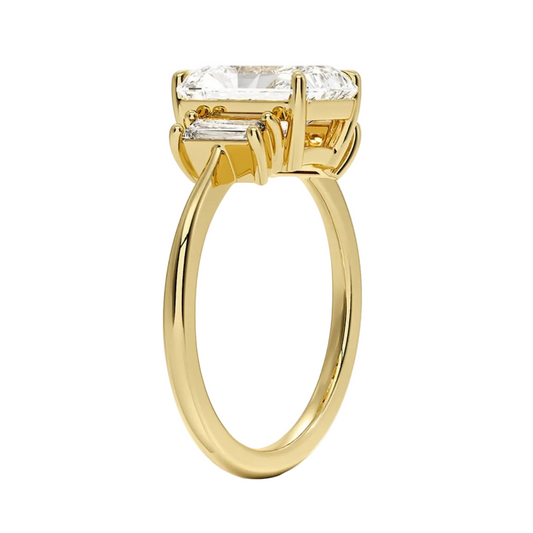 1 TO 5 Ct Vertical Baguette Three Stone Radiant Cut Lab-Grown Diamond Ring in 10K/14K/18K Gold | Pooja Diamond | IGI Certified Lab Diamond