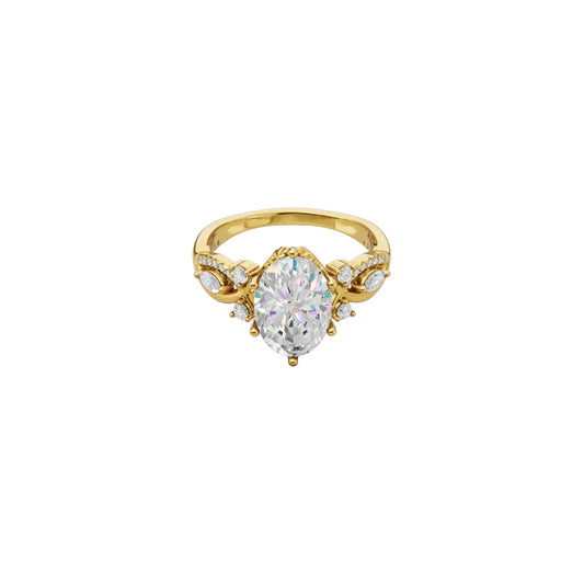 1 To 5 CT Classic Oval Shape Lab Grown Diamond Engagement Ring in Yellow Gold | Side Diamond Setting – Pooja Diamond