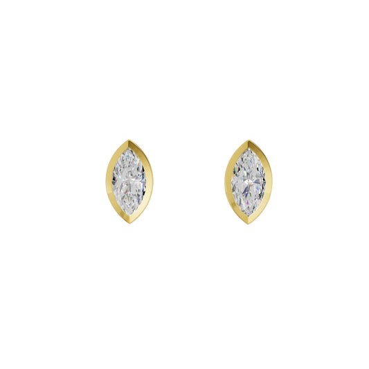 Marquise Cut Lab Grown Diamond Stud Earrings in Gold