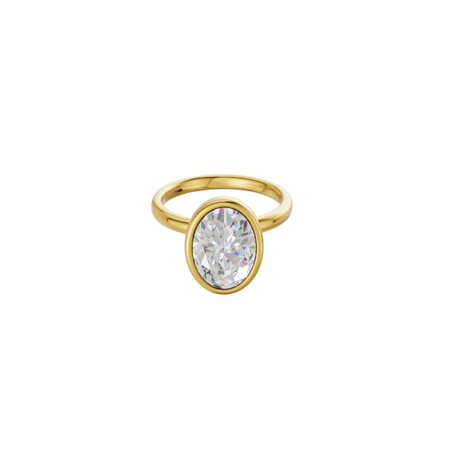 Bezel Set Oval Diamond Solitaire Ring