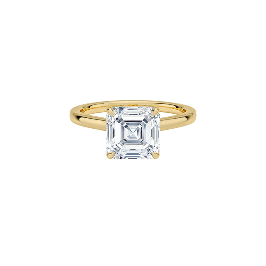2 To 5 CT Asscher Cut Lab Grown Diamond Solitaire Ring in Gold | Vintage Step Cut Engagement Ring โ Pooja Diamond