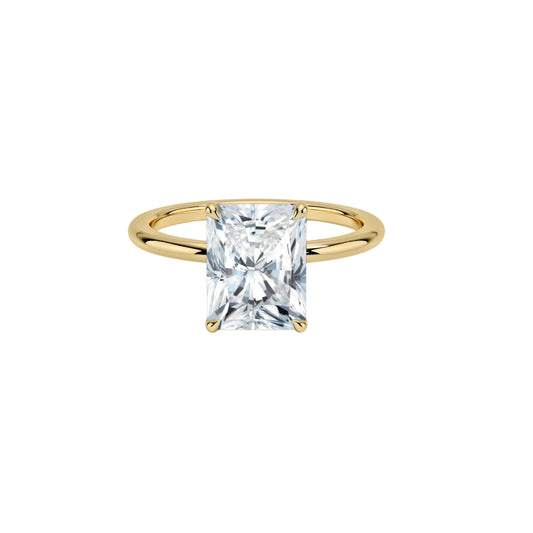 Radiant Cut Lab Grown Diamond Ring | 4 Prong Gold Solitaire Anniversary Ring
