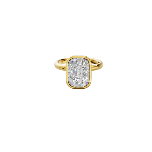 Cushion Cut Lab Grown Diamond Bezel Set Engagement Ring