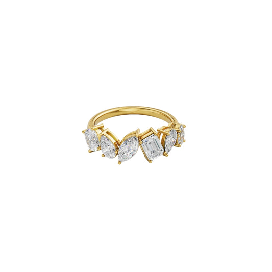 Mixed Shape Lab Grown Diamond Ring in Gold | Modern Designer Band – Pooja Diamond