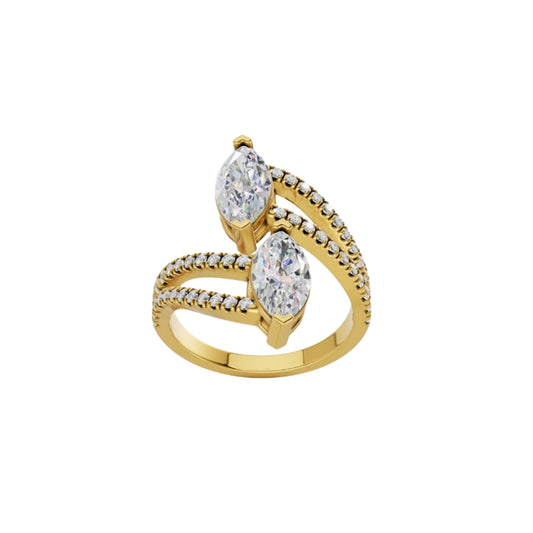 Double Marquise Lab Grown Diamond Bypass Ring