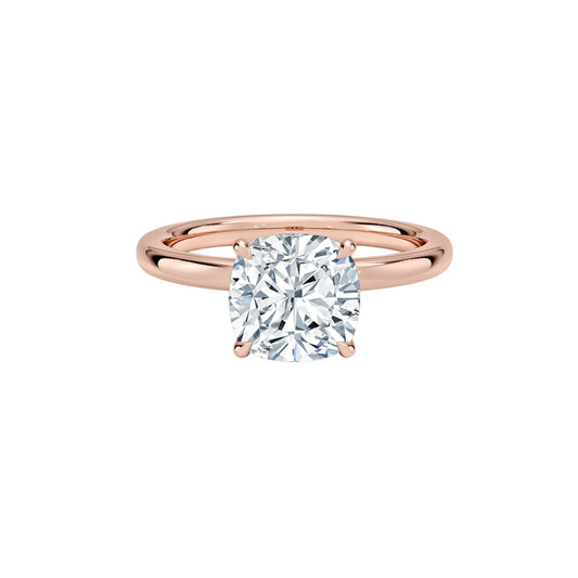 2 To 5 CT Cushion Cut Lab Grown Diamond Solitaire Ring in Gold | Elegant Ethical Engagement Ring – Pooja Diamond