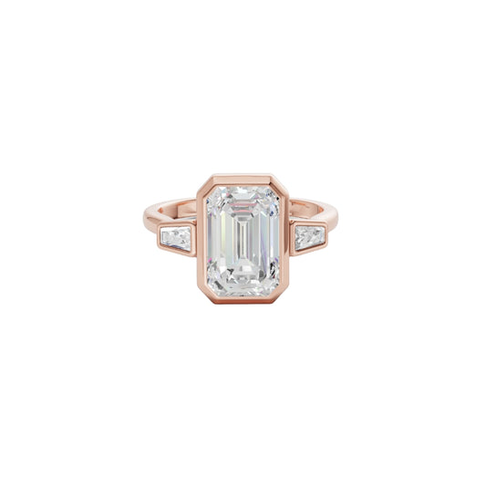 Modern Radiant Cut Lab Diamond Ring with Tapper Baguette Side Stones