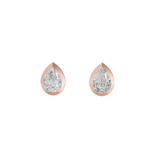 Pear Cut Lab Grown Diamond Stud Earrings in Gold