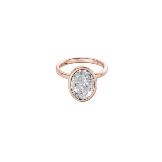Bezel Set Oval Diamond Solitaire Ring