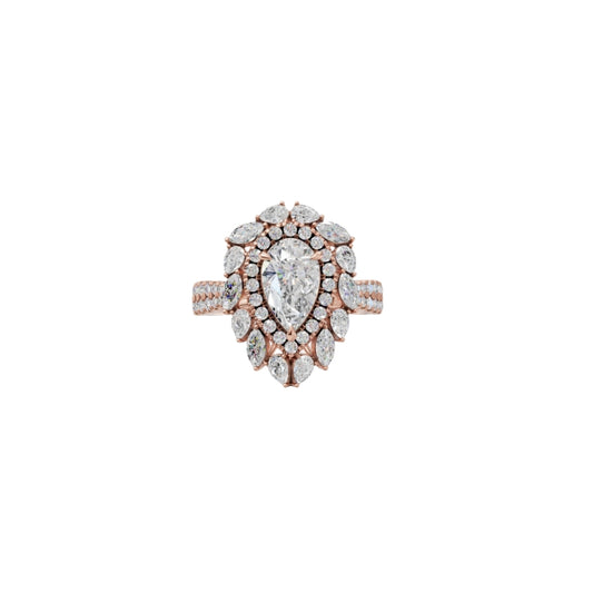 Pear Shape Lab Grown Diamond Halo Ring