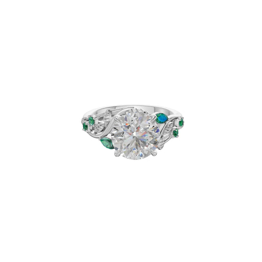 Floral Leaf Design Diamond Engagement Ring