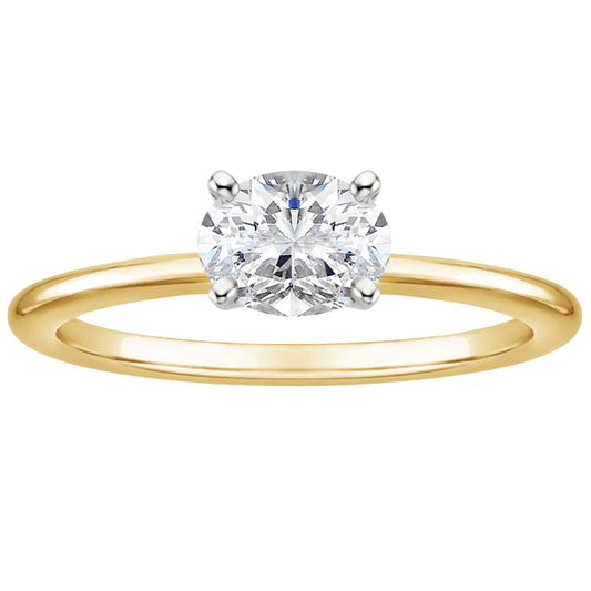 1 TO 5 CT Lab Grown Oval Cut Diamond Horizontal Petite Comfort Fit Solitaire Ring in 10K/14K/18K Gold | Pooja Diamond | IGI Certified Lab Diamond