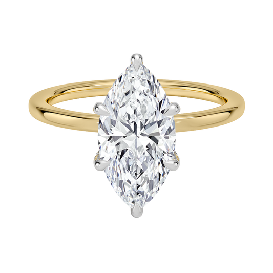 1 TO 5 CT Lab Grown Marquise Cut Diamond Mixed Metal Lumiere Diamond Ring in 10K/14K/18K Gold with Hidden Halo | Pooja Diamond | IGI Certified Lab Diamond
