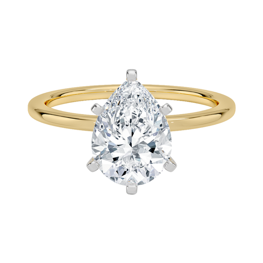 1 To 5 Ct Six-Prong Petite Comfort Fit Lab Grown Pear Cut 1.5mm Solitaire Ring | Pooja Diamond | IGI Certified Lab Diamond