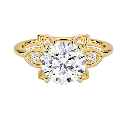 1 TO 5 CT Luxe Fiore Round Cut Lab Grown Diamond Ring with Floral Gallery in 10K/14K/18K Gold | Pooja Diamond | IGI Certified Lab Diamond