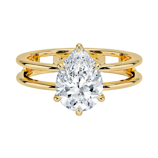 1 TO 5 CT Lab Grown Pear Cut Diamond Split Shank Ring in 10K/14K/18K Gold | Pooja Diamonds |IGI Certified Lab Diamond