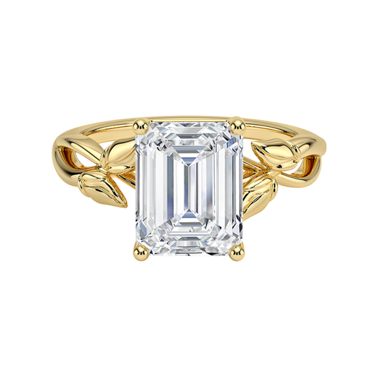 1 TO 5 CT Lab Grown Emerald Cut Diamond Ring in 10K/14K/18K Gold | Twisted Split Shank Solitaire | IGI Certified Lab Diamond