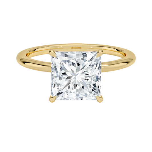 1 TO 5 CT Lab Grown Princess Cut Diamond Petite Elodie 1.5mm Solitaire Ring in 10K/14K/18K Gold – Classic Cathedral Setting | IGI Certified Lab Diamond