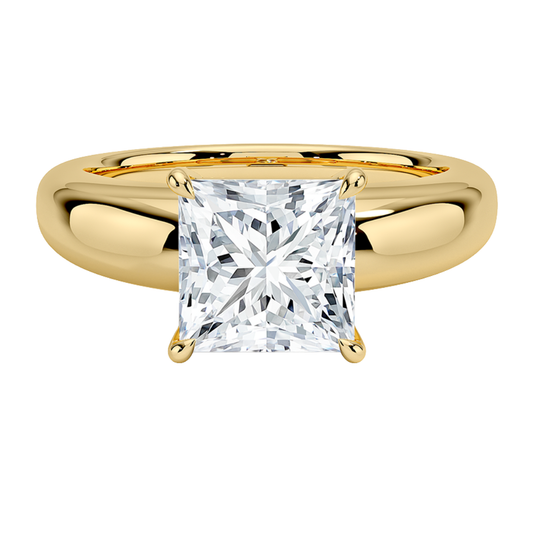 1 TO 5 CT Lab Grown Princess Cut Diamond Solitaire Ring in Yellow Gold | Pooja Diamonds|IGI Certified Lab Diamond