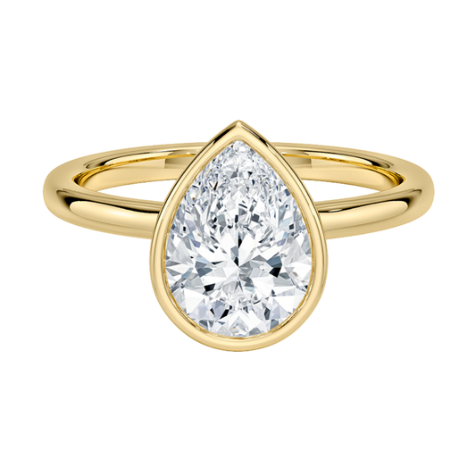 1 To 5 Ct Sylvie Perfect Fit Bezel Pear Cut Lab Grown Diamond Solitaire Ring | Pooja Diamond | IGI Certified Lab Diamond