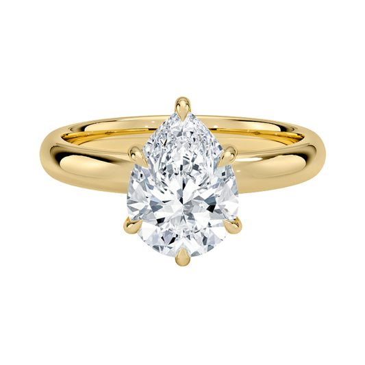 1 TO 5 CT Lab Grown Pear Cut Audrey Perfect FIt 3mm Solitaire Ring in 10K/14K/18K Gold | Cathedral Setting |IGI Certified Lab Diamond