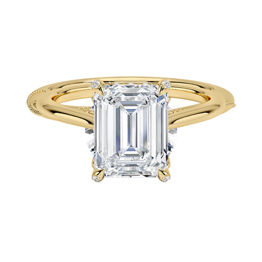 1 TO 5 CT Vintage Style Emerald Cut Lab Grown Diamond Ring in 10K/14K/18K Gold| IGI Certified Lab Diamond