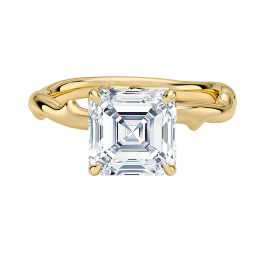 1 TO 5 CT Luxury Lab Grown Asscher Cut Rose Thorn Hidden Accent Diamond Ring with Pave Basket in 10K/14K/18K Gold | Pooja Diamond | IGI Certified Lab Diamond