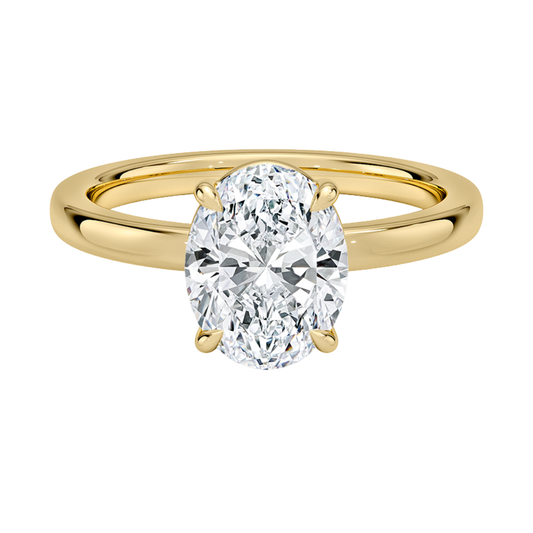 1 TO 5 CT Lab Grown Oval Cut Diamond Solitaire Ring in 10K/14K/18K Gold | Classic Basket Setting – Pooja Diamond | IGI Certified Lab Diamond